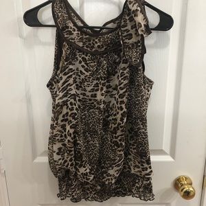 Animal print blouse - brown and gold